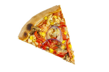 Slice of pizza isolated on white background