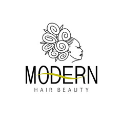 Obraz premium Women's faces in one line art style with flowers. Continuous line art in elegant style for beautique logo, wedding logo etc. Beautiful women face Vector illustration