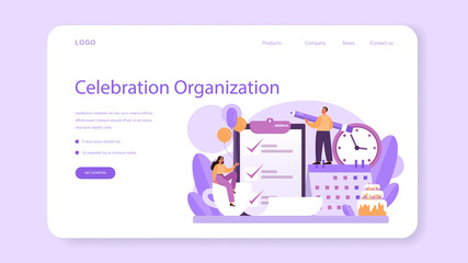 Event management web banner or landing page. Celebration