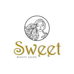 Naklejka premium Women's faces in one line art style with flowers. Continuous line art in elegant style for beautique logo, wedding logo etc. Beautiful women face Vector illustration