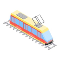 city transport tram on rails isometric image new