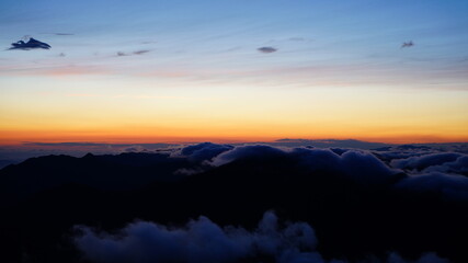 石鎚山　山頂からの夜明けからの日の出