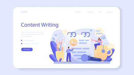 Speechwriting web banner or landing page. Professional speaker or journalist