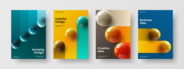 Creative 3D balls cover layout collection. Premium annual report vector design template bundle.