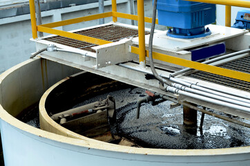 Pumps of air pumping station of wastewater treatment plant.