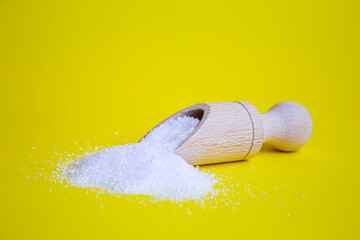 Citric acid on a yellow background. Selective focus.