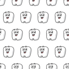 Simple seamless pattern of white tooth cartoon style illustration background template vector