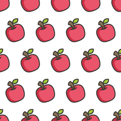 Simple seamless pattern of red apple cartoon style illustration background template vector