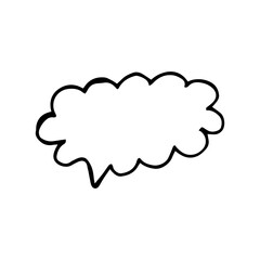Hand-Drawn Sketchy Cloud Shaped Bubble Doodle. Paper speech bubbles. White blank thought balloons, shouting box. Vector Illustration. Doodle style. Isolated