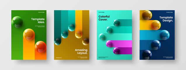 Fototapeta Premium booklet A4 vector design concept bundle. Amazing realistic balls banner layout collection. obraz