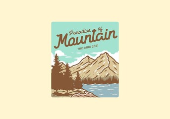 Paradise of mountain illustration drawing