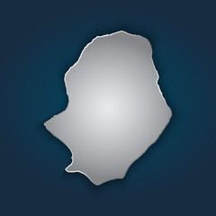 Niue map 3D metallic silver with chrome, shine gradient on dark blue background. Vector illustration EPS10.