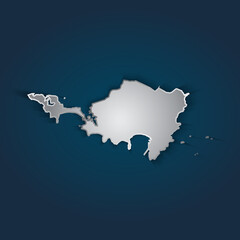 Sint Maarten map 3D metallic silver with chrome, shine gradient on dark blue background. Vector illustration EPS10.