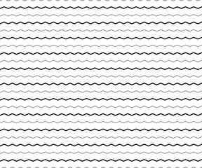 Wave, zigzag lines pattern. Black wavy line on white background. Texture vector - illustration