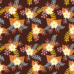 Fototapeta na wymiar flower autumn seamless pattern vector background