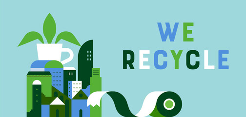 We recycle eco friendly green city banner