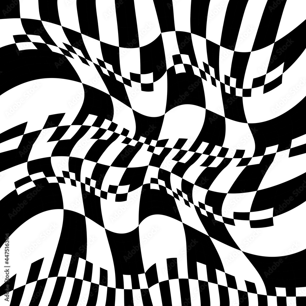 Poster Twisted and convex wavy checker sample. Seamless vector flag.