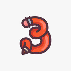 Number three logo made of a pencil.