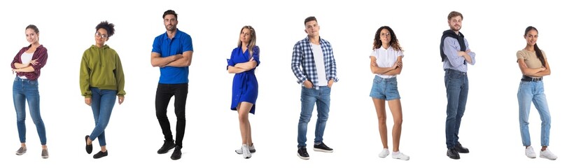 Set of casual people on white