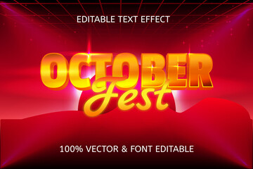 october fest style retro editable text effect - obrazy, fototapety, plakaty