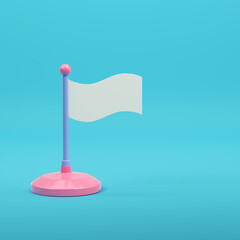 White flag on bright blue background in pastel colors