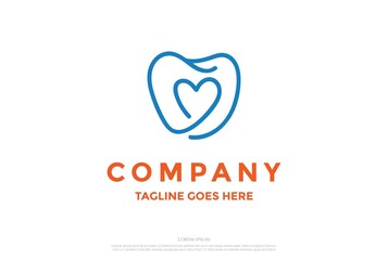Tooth Teeth Dentist Dental Dentistry Heart Love Logo Design Vector