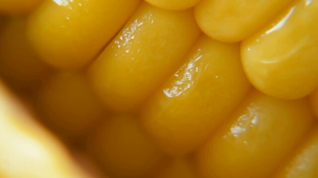 piece of sweet corn and seeds closeup
