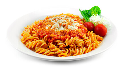 Pasta Spicy Tomatoes Sauce Sprinkle Parmesan cheese Italian Dish Fusion Style