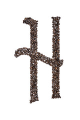 The Letter H made from Coffee Beans