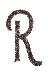 The Letter R made from Coffee Beans