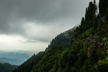 fog in the transfagarasan mountains