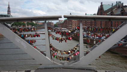 love padlocks on the bridge, Hamburg, Germany