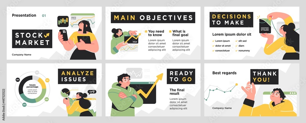 Sticker presentation and slide layout background. design template with business people. use for business ann