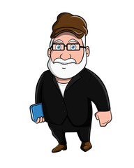 Reader Men Standing Cartoon Character