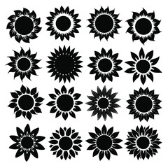 Sunflower vector illustration set for cutting. Vector illustration isolated on white.