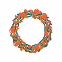 Obraz premium hristmas and Happy New Year illustration with very stylish Christmas wreath. Decorative christmas 