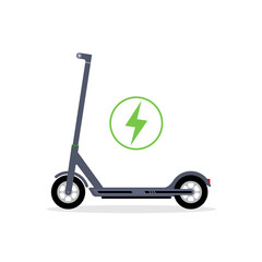 Electric scooter vector icon logo. Bicycle electric scooter silhouette charge design