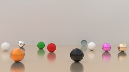 different sphere materials wallpaper 3d illustration design