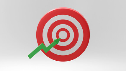 target goals success business strategy concept white background . 3D rendering