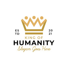 people human and family together community with luxury crown symbol for the king network logo design