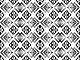 Ethic pattern in black and white in plain. Tribe pattern in rectangle as black and white tone. Style of textile pattern. Aztec pattern of geometric black and white. 