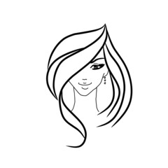 Line art face hair style lady ilustration vector eps.