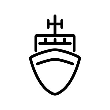 recommend clip art: Ship icon. Black outline linear sketch silhouette. Front view. Vector simple flat graphic illustration. The isolated object on a white background. Isolate.