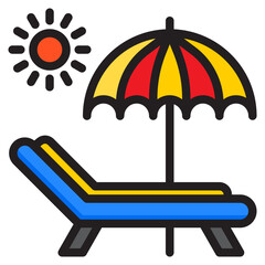 umbrella color line style icon
