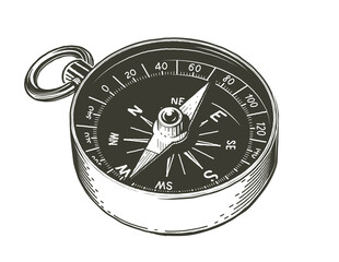 Compass. Navigational device. Show side world, Isolated on white background. Eps10 vector illustration.