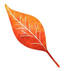 Hand drawing watercolor orange red yellow autumn silhouette of leaves. Use for poster, card, print, postcard, design, flyers, menu, background