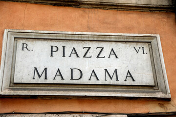 Obraz premium Piazza Madama that means Madama Square where there is seat of the Senate of the Italian Republic in Rome