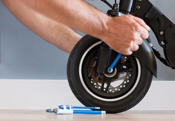 Electric motorcycle maintenance service concept. Repair service. Technological concept.
