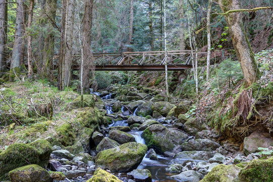 The Ravenna Gorge in the Black Forest is a narrow and steep side valley of the H&ouml;llen Valley, through which the Ravenna mountain stream flows over many cascades and waterfalls.