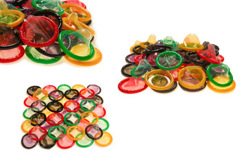 Colorful condoms background.